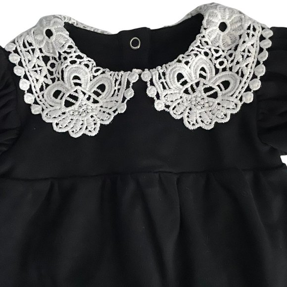 SOLD! Tiny Universe Black Victorian Bodysuit 3-6 months - Picture 2 of 6